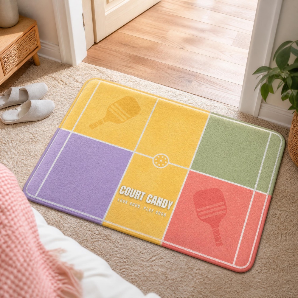 Outdoor Sport Court Flooring - Pastel Pickleball Court Flannel Doormat, Non