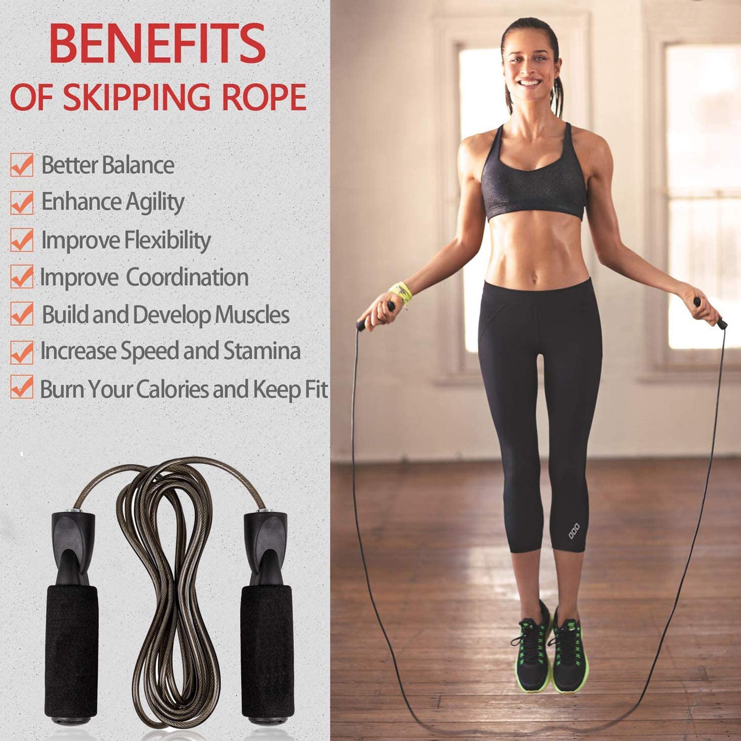 Speed Skipping Rope - Professional Crossfit Speed Skipping Rope, Adjustable,